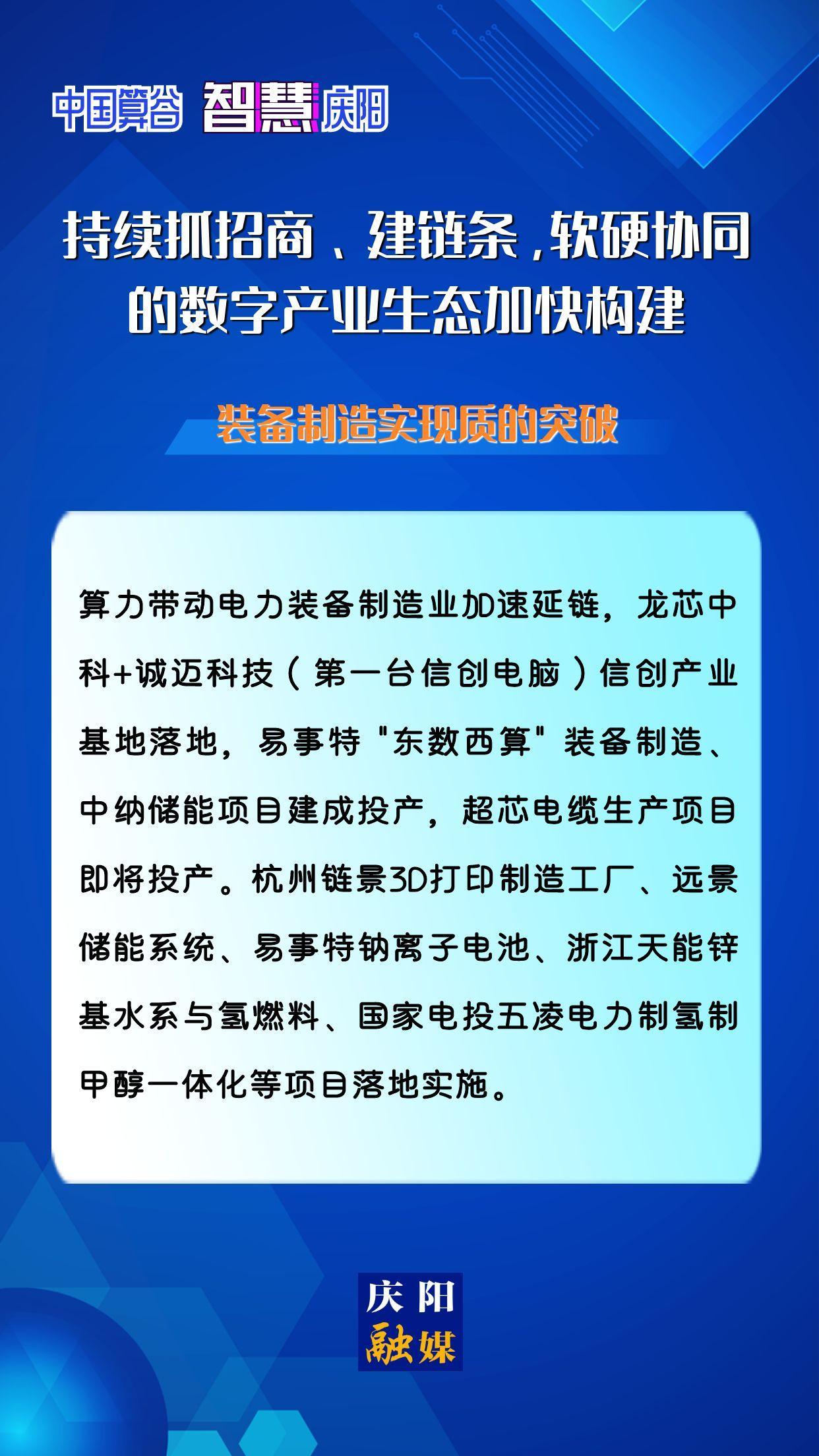 【海報】中國算谷 智慧慶陽 | 持續(xù)抓招商、建鏈條，軟硬協(xié)同的數(shù)字產(chǎn)業(yè)生態(tài)加快構(gòu)建