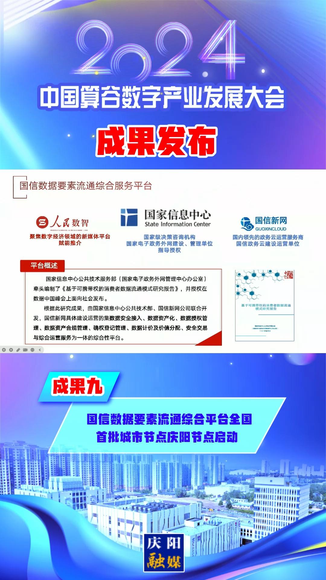 【V視】2024中國算谷數(shù)字產(chǎn)業(yè)發(fā)展大會成果九︱國信數(shù)據(jù)要素流通綜合平臺全國首批城市節(jié)點慶陽節(jié)點啟動